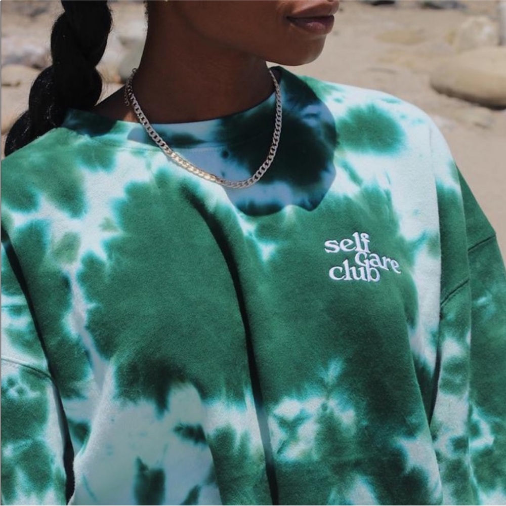 Summer Fridays Self Care Tie Dye Crewneck Sweatshirt